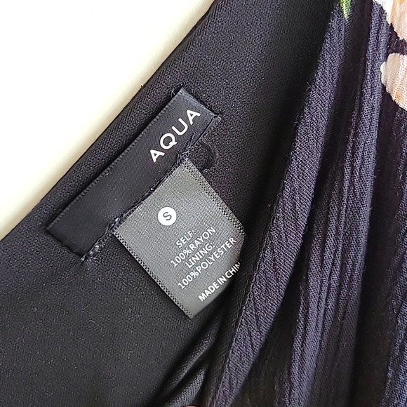 AQUA asymmetrical dark floral maxi dress Size S - Picture 5 of 10